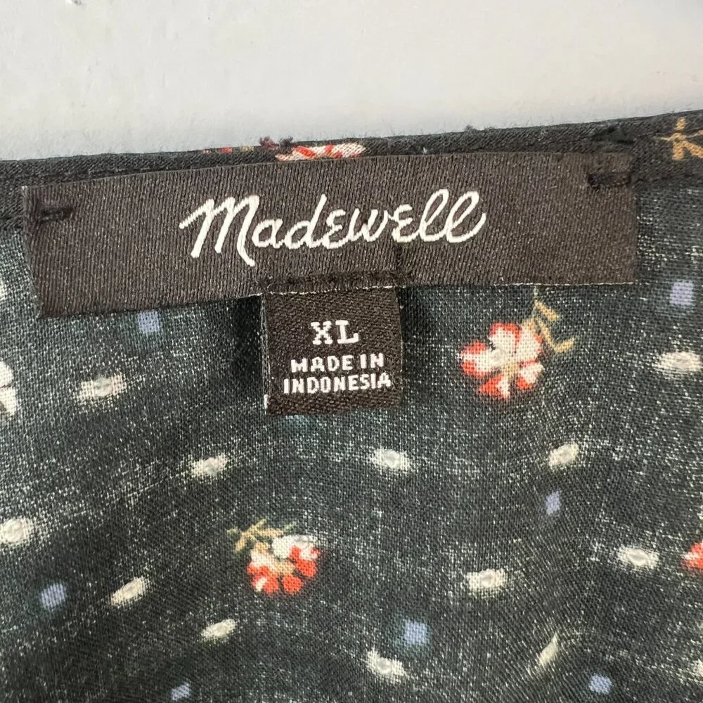 Madewell Black Floral Wrap Blouse